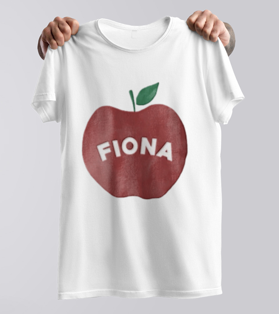 Fiona White Curved Lettering On Watercolor Red Apple With Green Leaf T-Shirt
