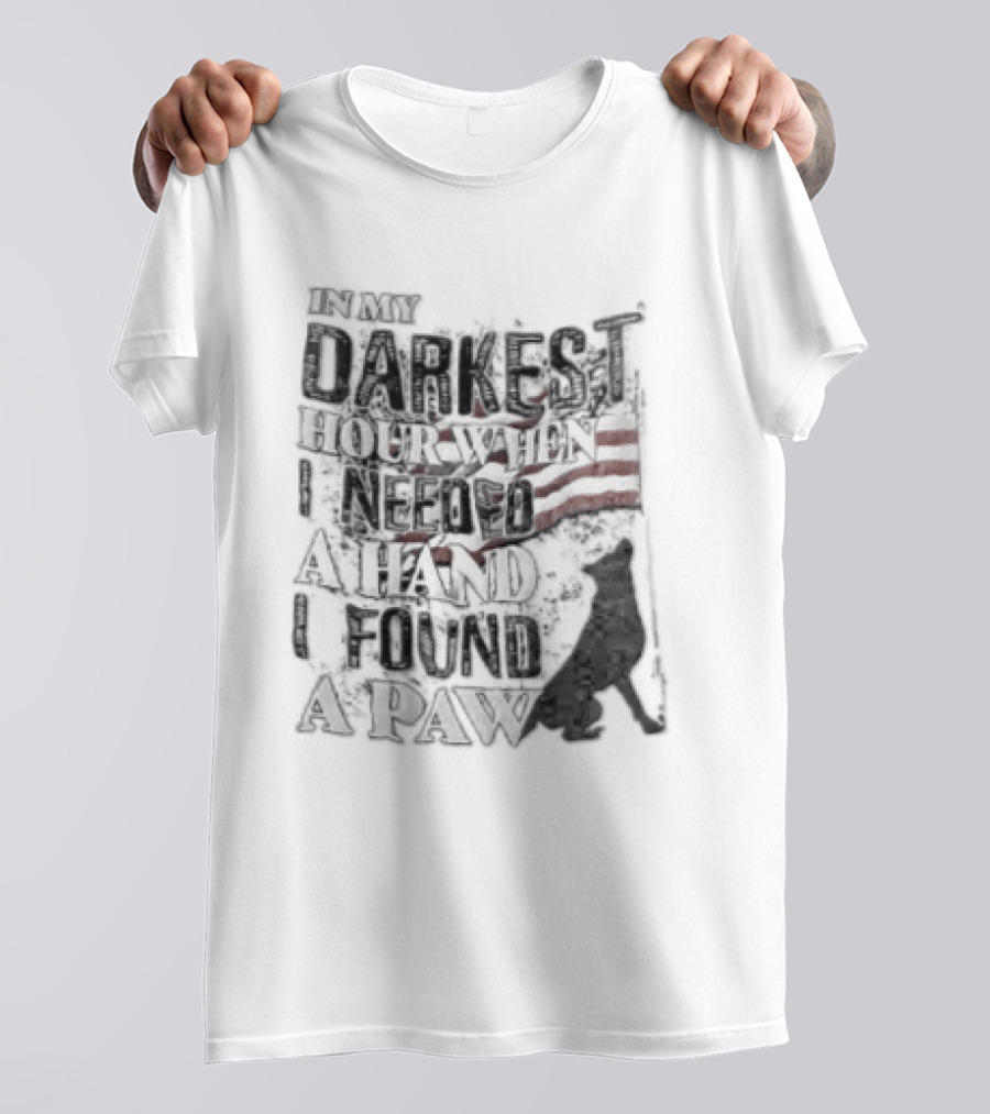 In My Darkest Hour When I Needed A Hand I Found A Paw USA Flag Dog T-Shirt
