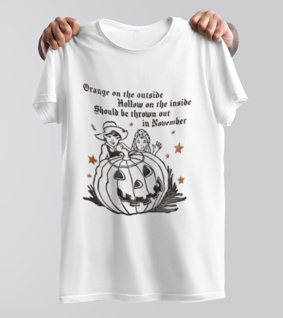 Orange On The Outside Hollow On The Inside Should Be Thrown Out In November Pumpkin Stars T-Shirt