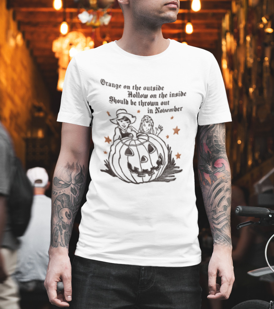 Orange On The Outside Hollow On The Inside Should Be Thrown Out In November Pumpkin Stars T-Shirt