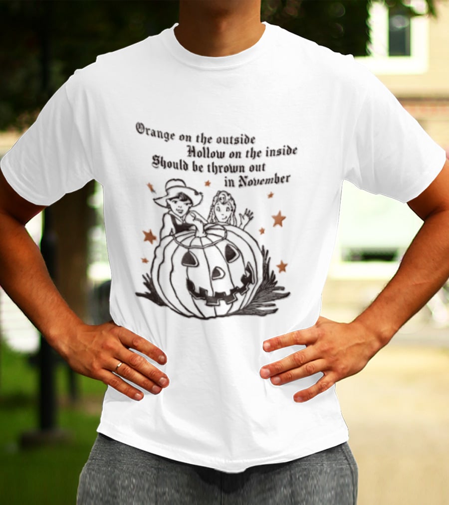 Orange On The Outside Hollow On The Inside Should Be Thrown Out In November Pumpkin Stars T-Shirt