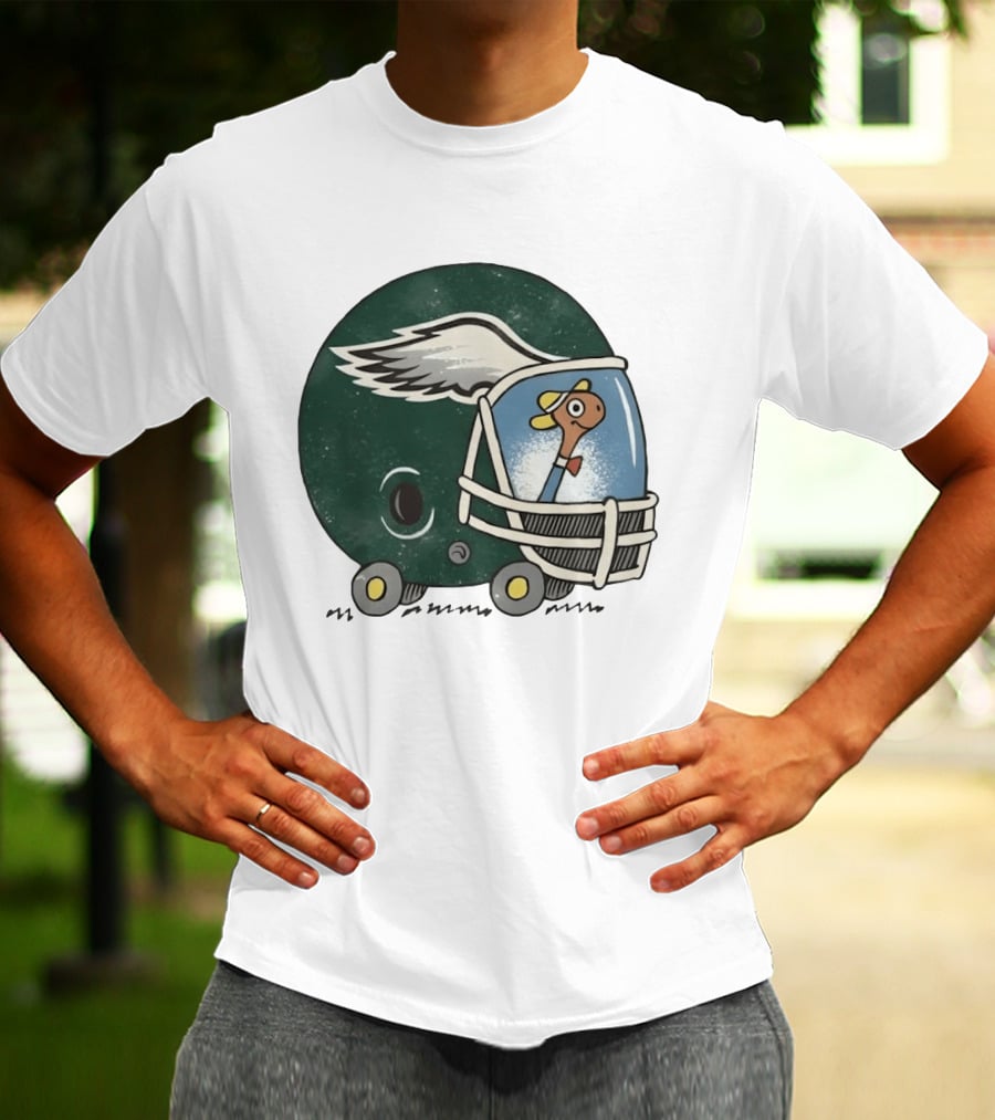 Philadelphia Eagles Worm Inside Football Helmet Sports Humor T-Shirt