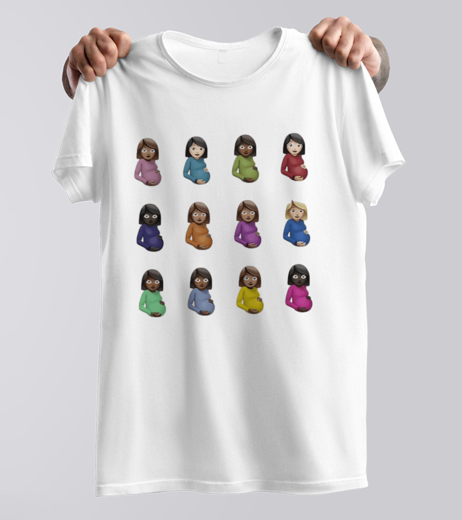 Pregnant Women Emoji Stickers Diverse Colors Collection T-Shirt