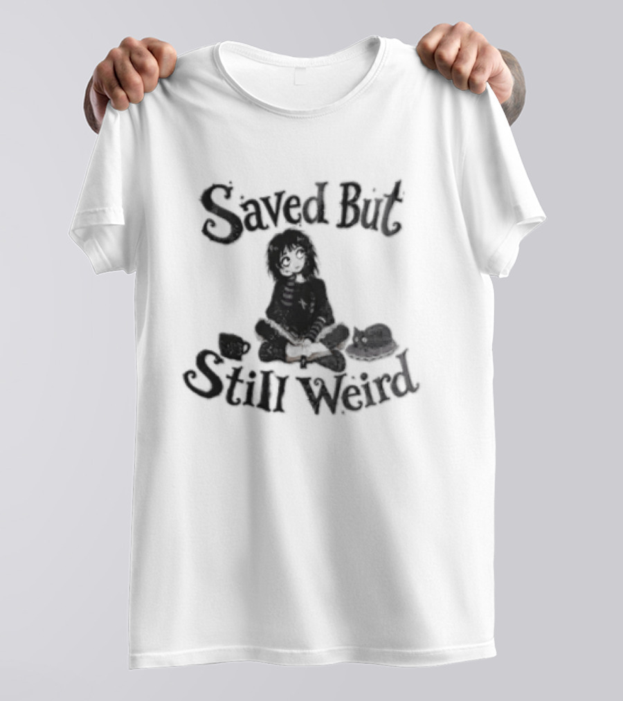 Saved But Still Weird Girl Reading With Cat T-Shirt