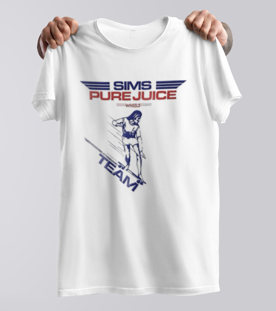 Sims Pure Juice Wheels Skateboard Team Motion Lines T-Shirt