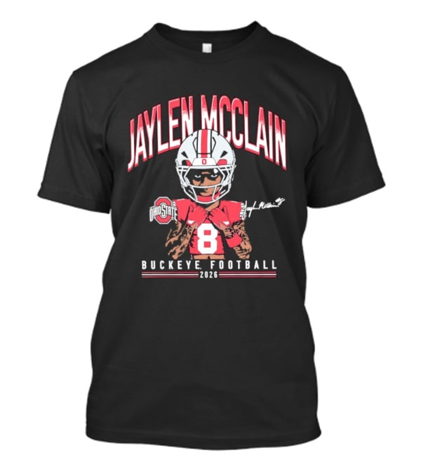Jaylen McClain No 8 Buckeye Football 2026 Ohio State Exclusive T-Shirt