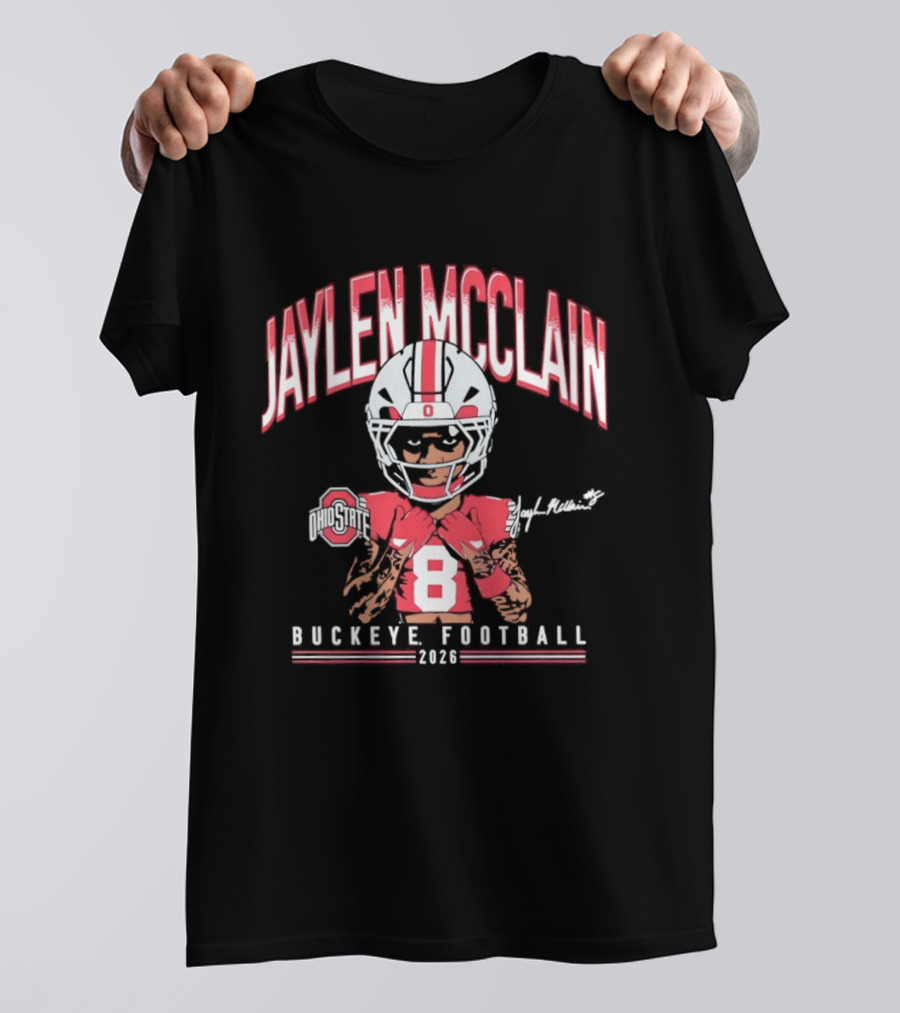 Jaylen McClain No 8 Buckeye Football 2026 Ohio State Exclusive T-Shirt