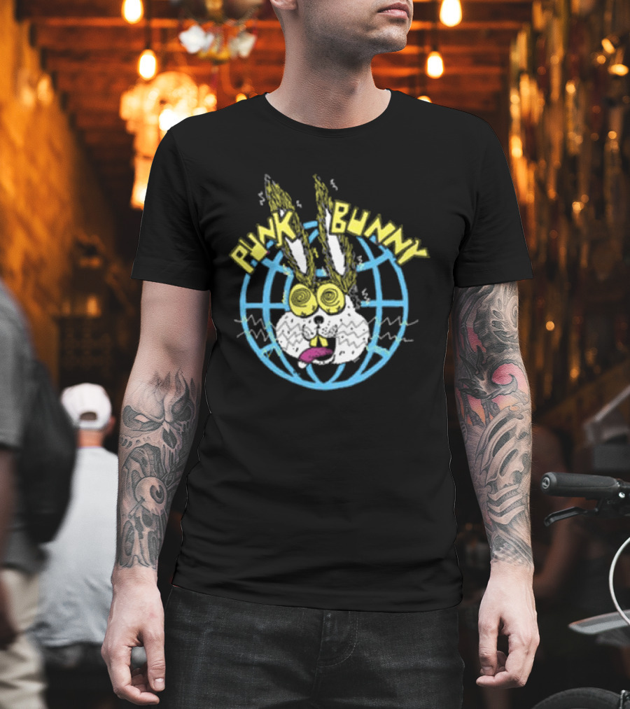 Punk Bunny Store Trucker Hat With Vibrant Bunny And Electric World Motif T-Shirt