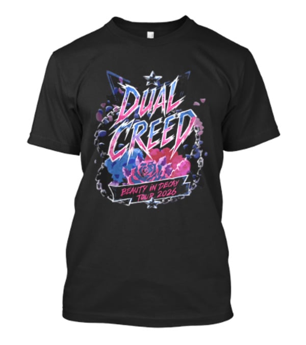Dual Creed Beauty In Decay Tour 2026 Roses Chains Geometric Triangle Neon T-Shirt