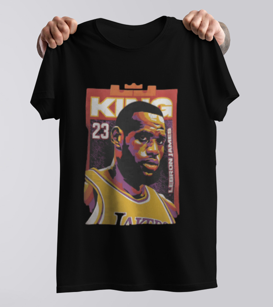 Los Angeles Lakers King 23 LeBron James NBA Pop Vector T-Shirt