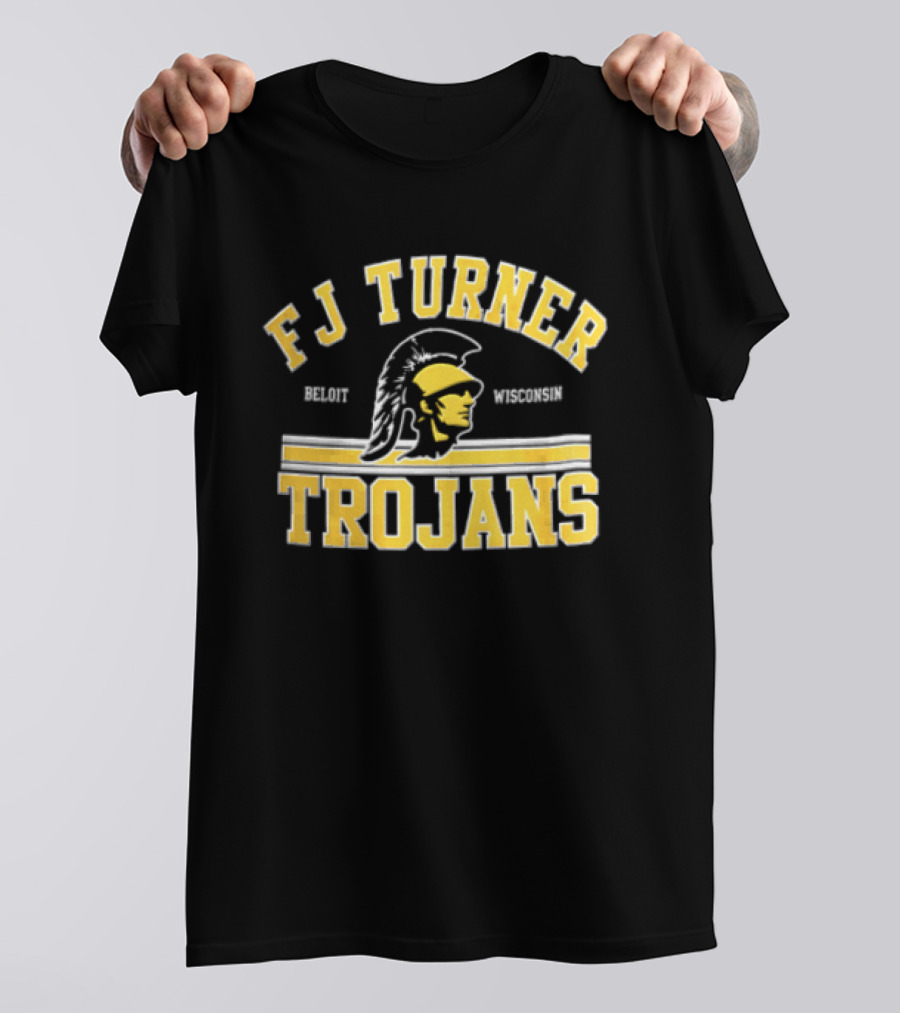 FJ Turner Trojans Beloit Wisconsin Crested Helmet Profile Head T-Shirt