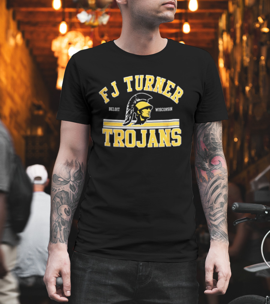 FJ Turner Trojans Beloit Wisconsin Crested Helmet Profile Head T-Shirt