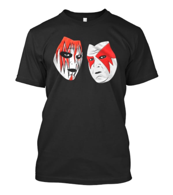Red And White Face Paint Wrestler Cartoon Caricatures T-Shirt