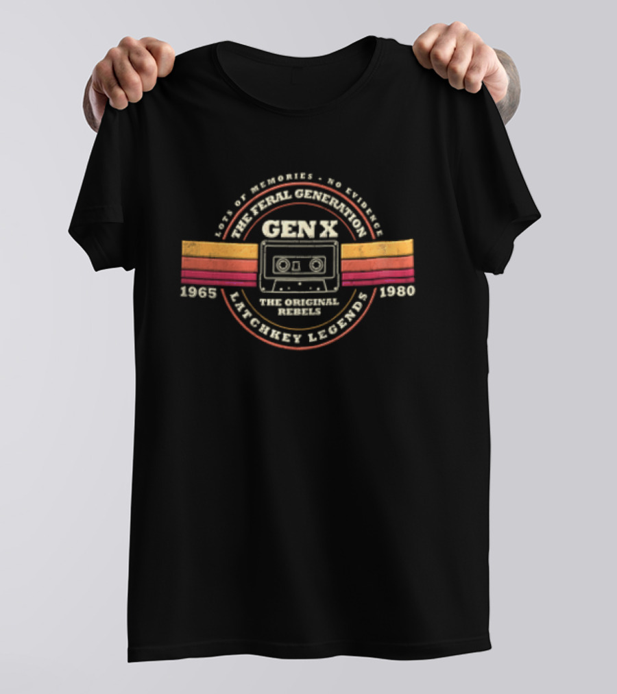Gen X Lots Of Memories No Evidence Latchkey Legends 1965 1980 The Feral Generation Cassette Tape T-Shirt