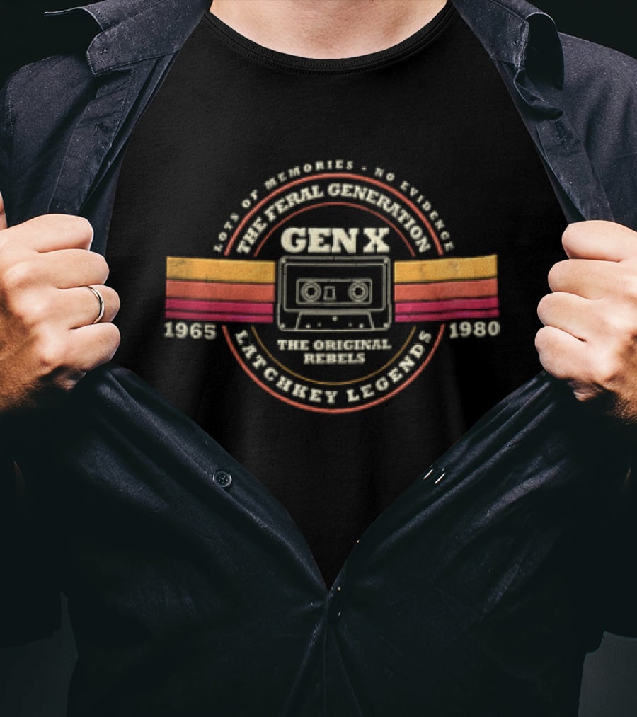 Gen X Lots Of Memories No Evidence Latchkey Legends 1965 1980 The Feral Generation Cassette Tape T-Shirt