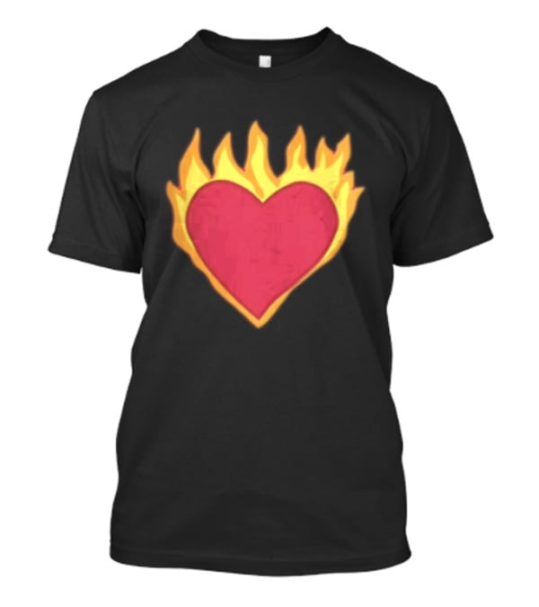 Fiery Heart Cartoon In Yellow Orange Flames T-Shirt