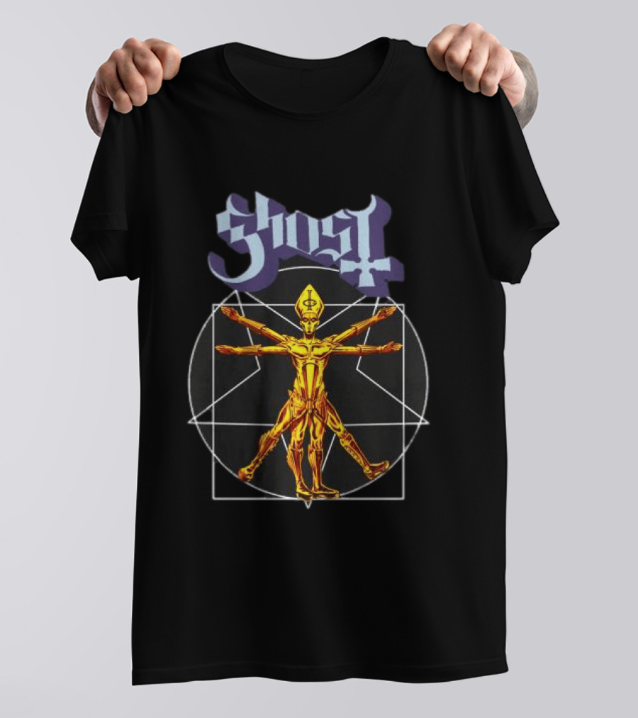 Ghost Store Popestar Vitruvian Man Design Black T-Shirt