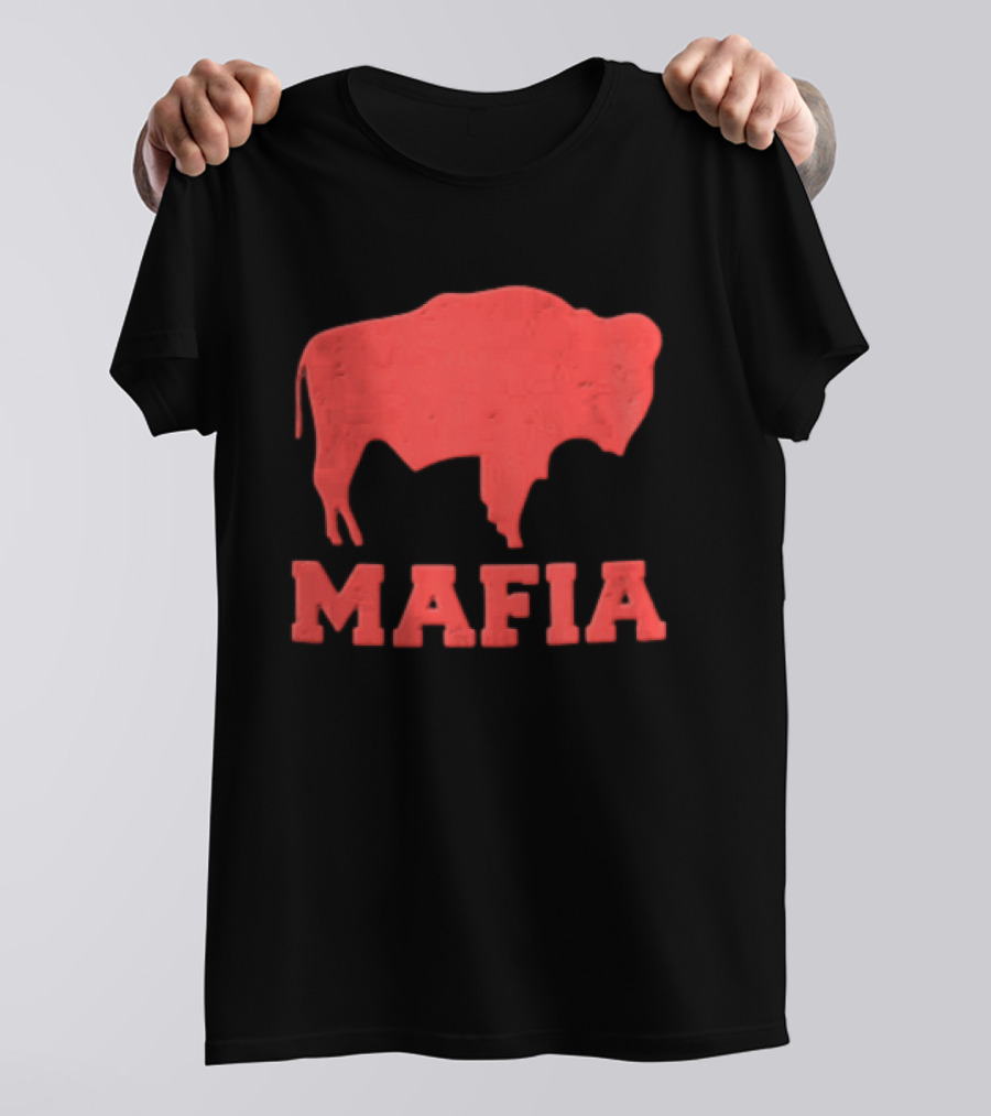 Mafia Distressed Red American Buffalo Bison T-Shirt