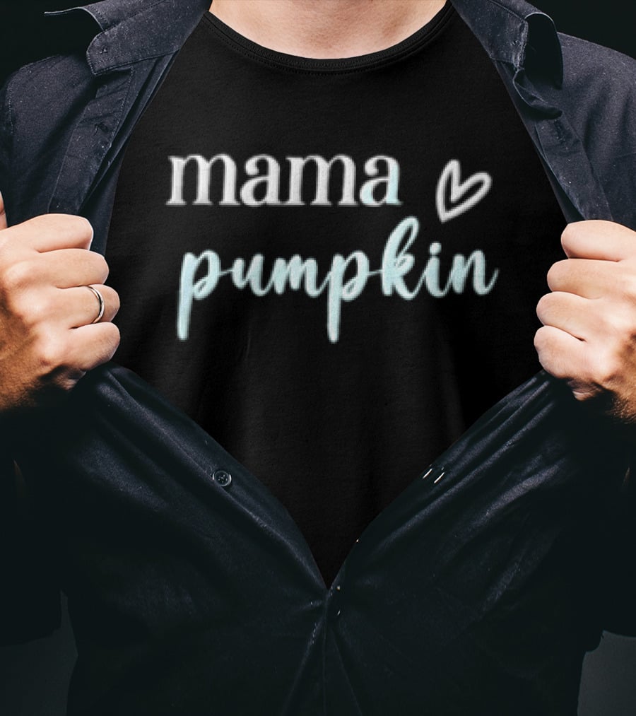 Mama Pumpkin Heart Serif Cursive Script T-Shirt