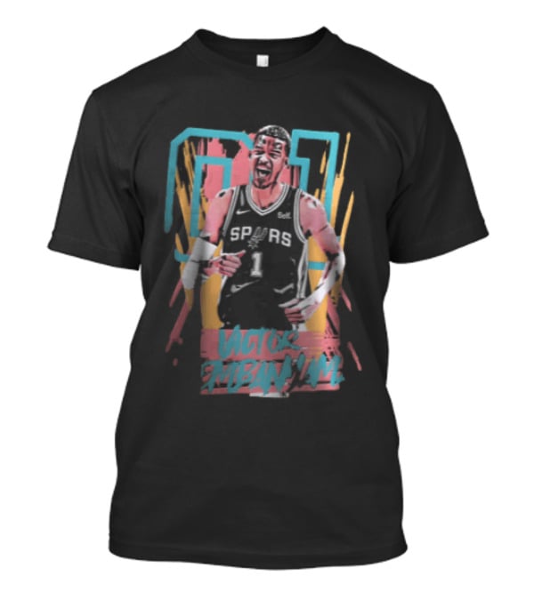 San Antonio Spurs Victor Wembanyama Screaming Player Photo Bootleg NBA T-Shirt