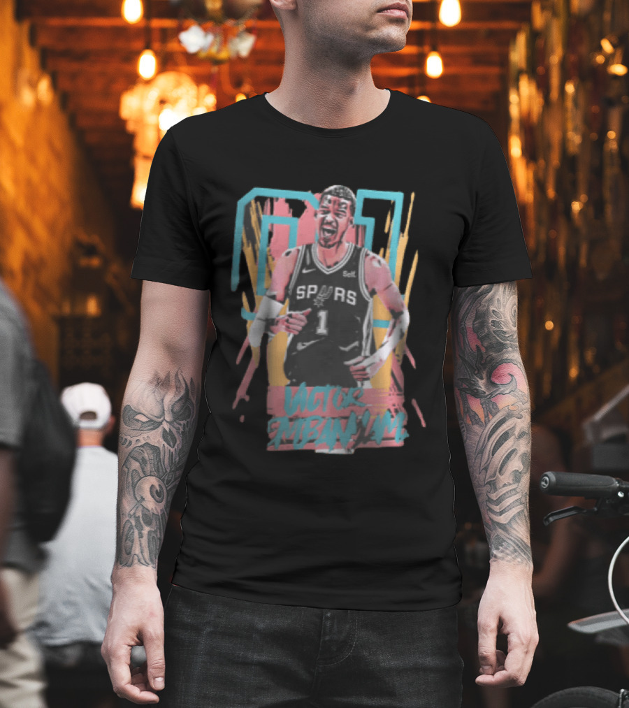 San Antonio Spurs Victor Wembanyama Screaming Player Photo Bootleg NBA T-Shirt