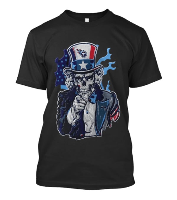 Tennessee Titans Skeleton Uncle Sam Pointing Patriotic American Flag T-Shirt