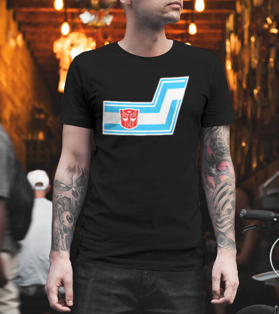 Transformers Autobots Red Insignia Blue White Racing Stripes Chevron Stickers T-Shirt
