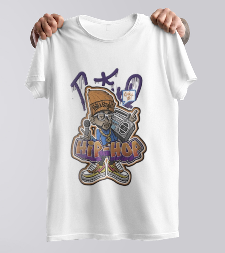 TKO Killa Style Chill Yo Hip Hop Cartoon Boombox Microphone T-Shirt