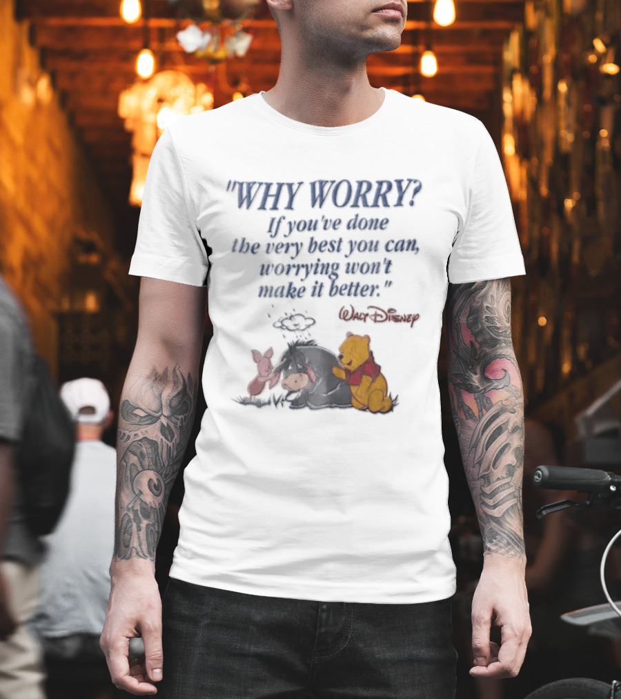 Walt Disney Eeyore Pooh Piglet Why Worry If You've Done The Very Best You Can Worrying Won't Make It Better T-Shirt