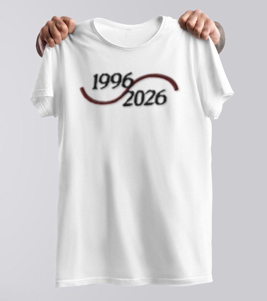1996 2026 Red Curved Wave Line Typing Lifeline T-Shirt