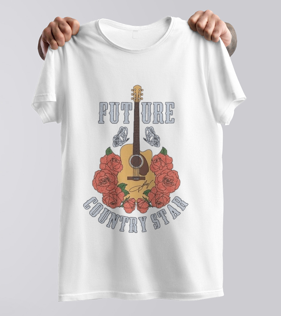 Future Country Star Dolly Parton 2026 Roses Guitar T-Shirt