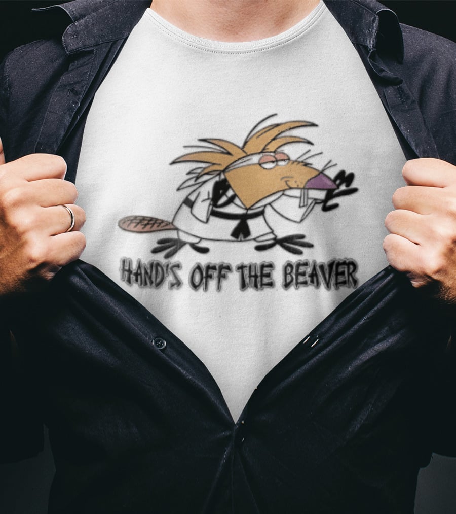 Hands Off The Beaver Cartoon Rodent Martial Arts Karate Gi Stance T-Shirt