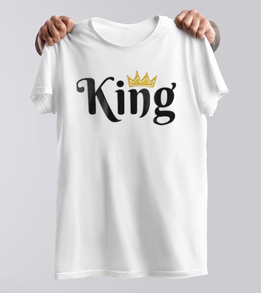 King Black Script Gold Crown Lettering T-Shirt