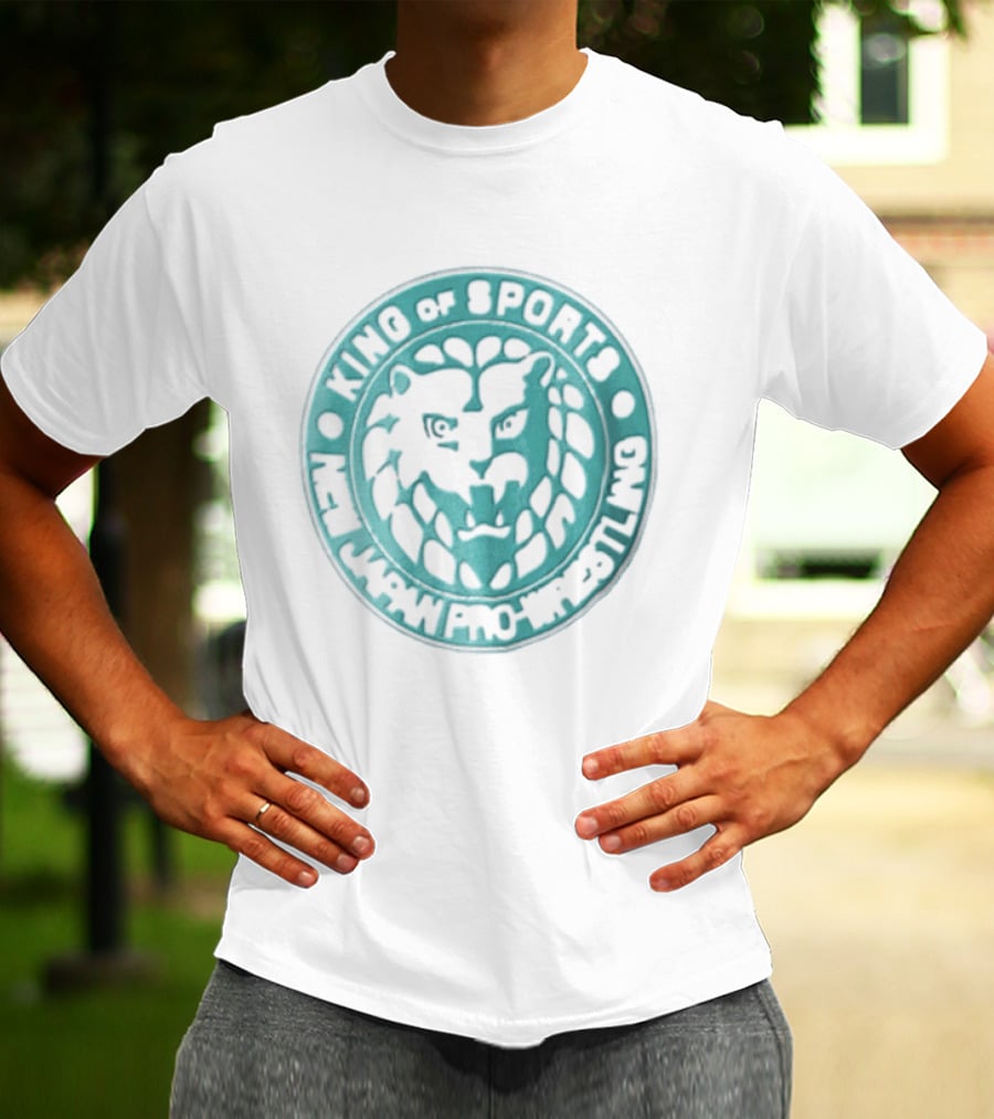 New Japan Pro Wrestling King Of Sports Teal Circular Lion Head T-Shirt