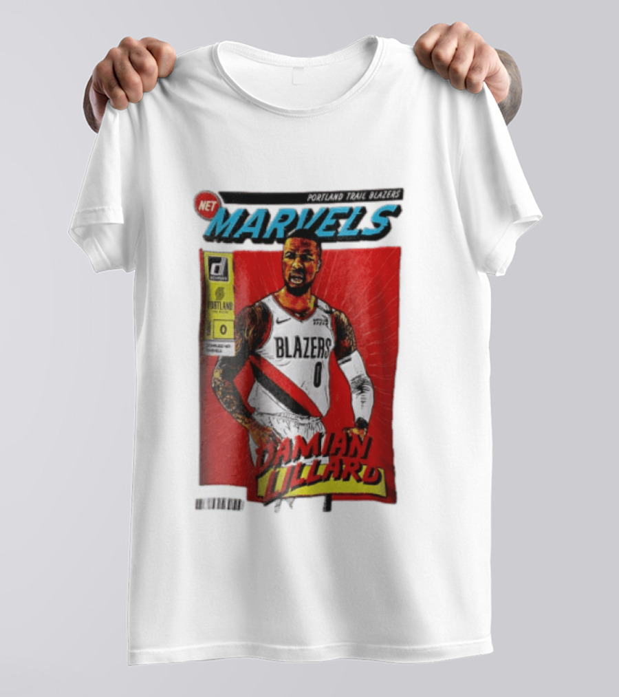 Portland Trail Blazers Net Marvels Damian Lillard Comic Cover NBA Issue 0 Halftone T-Shirt