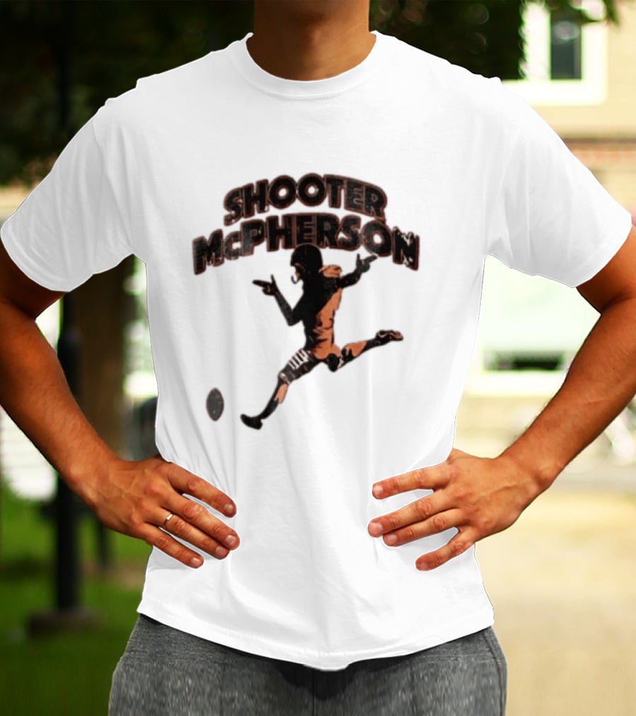 Shooter Mcpherson Football Kicker Finger Guns Distressed Player T-Shirt