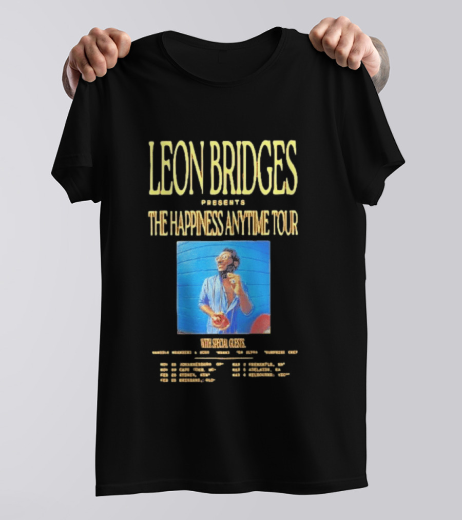 Leon Bridges Presents The Happiness Anytime Tour 2026 With Special Guests Tour Dates Chicago Los Angeles Atlanta T-Shirt
