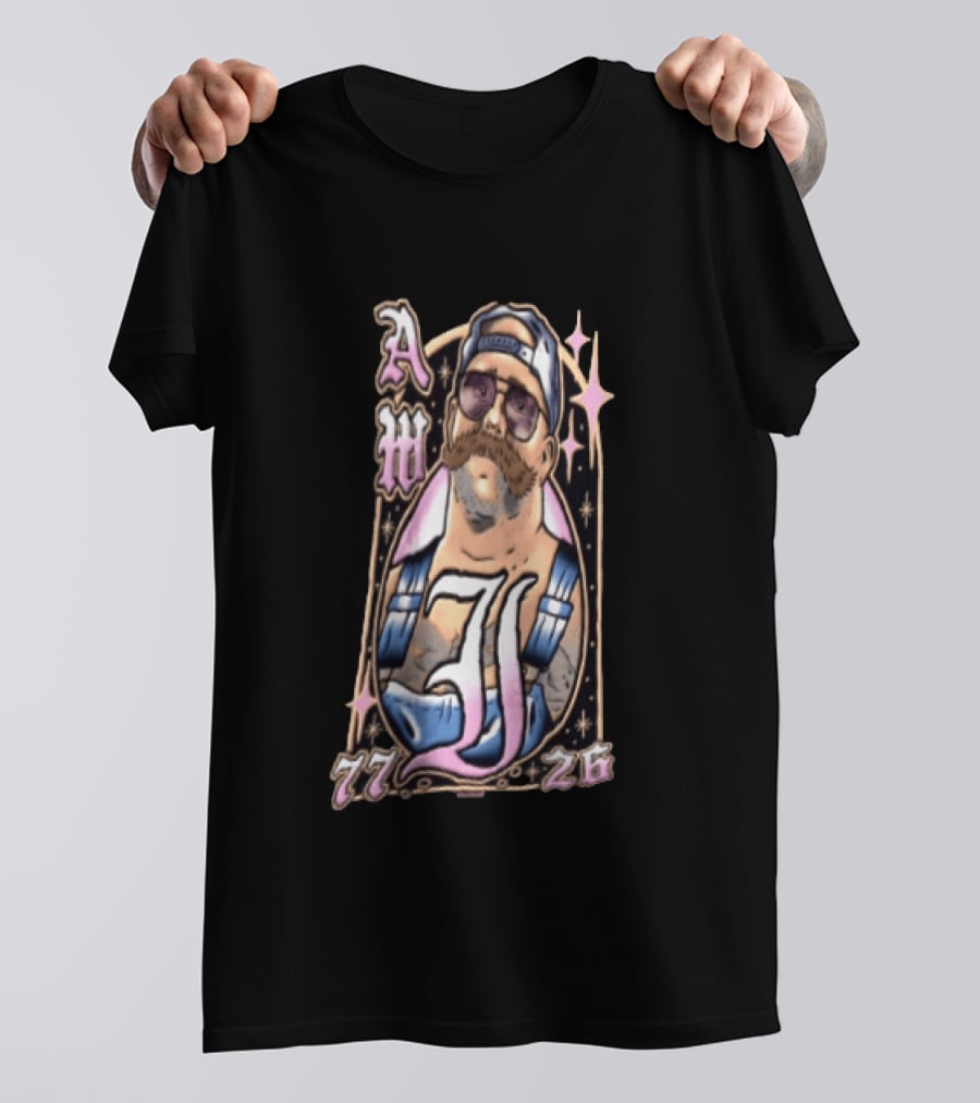 AW 77 26 Mustache Sunglasses Overalls Tattoo T-Shirt