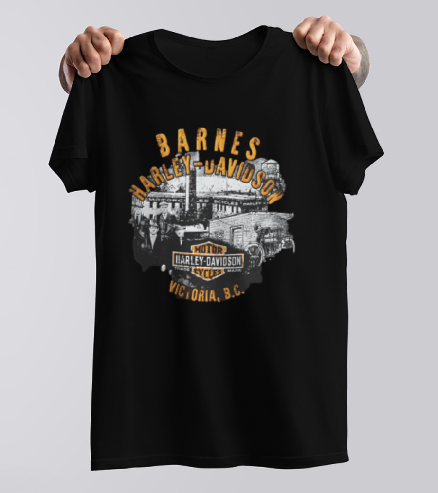 Barnes Harley Davidson Motor Cycles Victoria BC Distressed T-Shirt