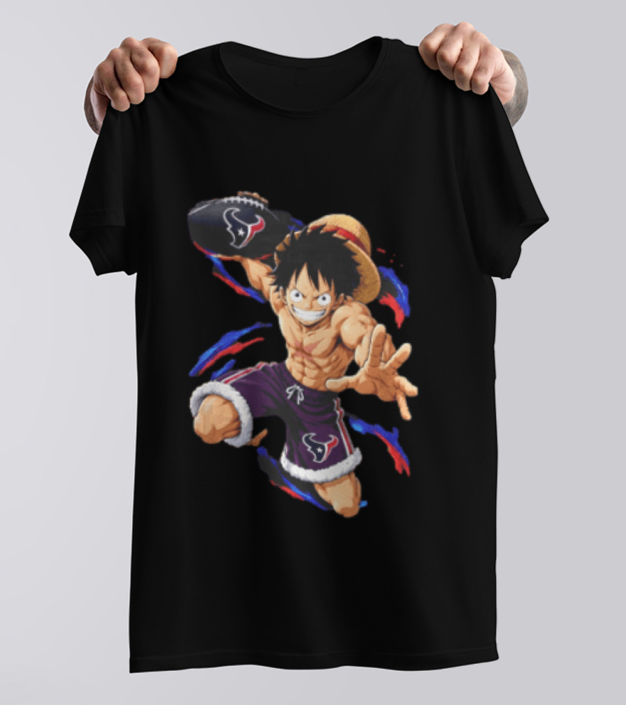 Anime Luffy Houston Texans Football Fan T-Shirt