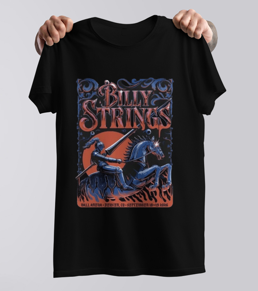 Billy Strings Ball Arena Denver CO September 18 19 2026 Lewy Jones Knight On Horseback T-Shirt