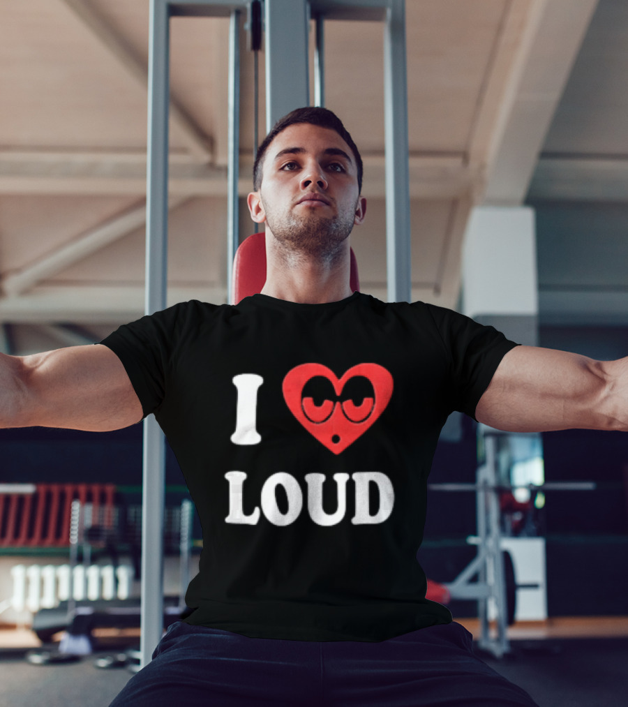 I Love Loud Red Heart Droopy Eyes Cartoon T-Shirt
