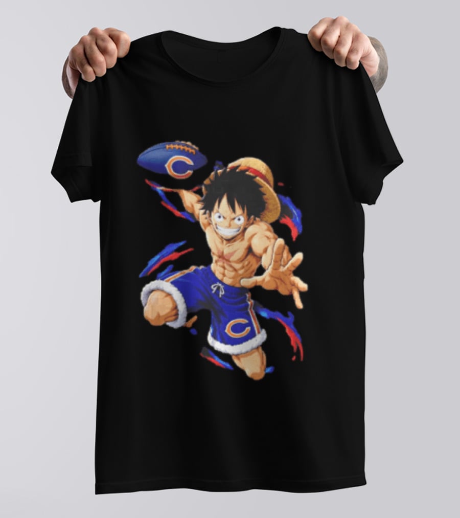 Chicago Bears Straw Hat Pirate Football Anime Crossover Adventures T-Shirt