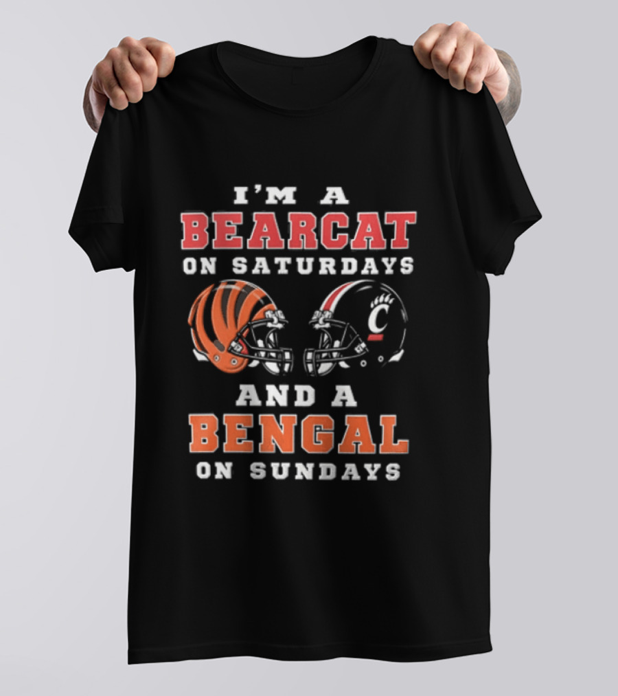 I'm A Bearcat On Saturdays And A Bengal On Sundays Football Helmet T-Shirt