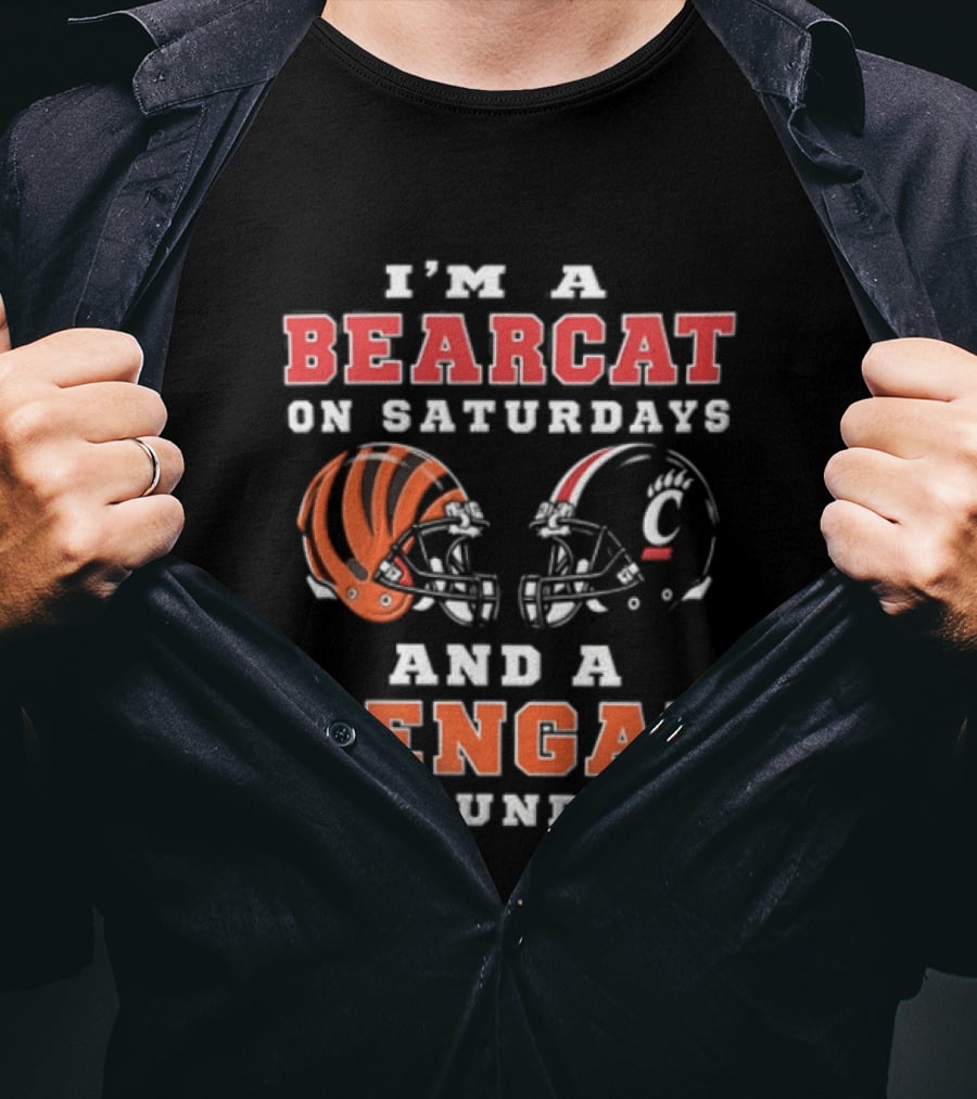 I'm A Bearcat On Saturdays And A Bengal On Sundays Football Helmet T-Shirt