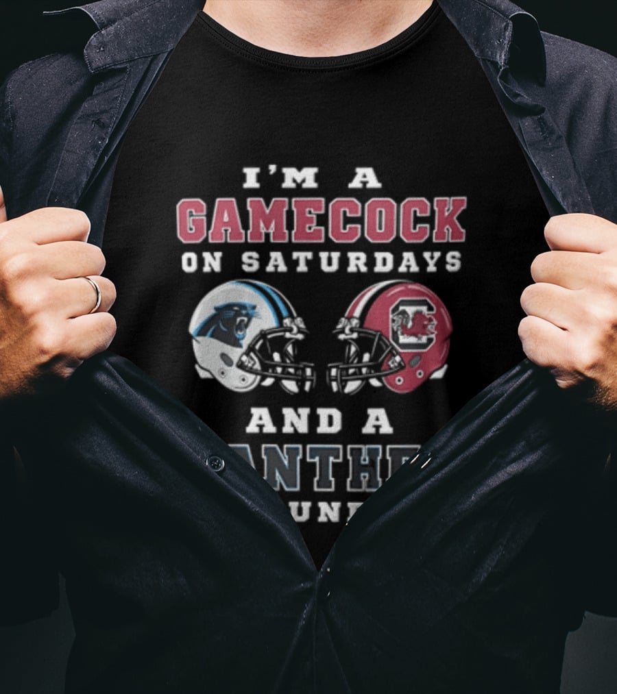 I'm A Gamecock On Saturdays And A Panther On Sundays Football Helmet T-Shirt
