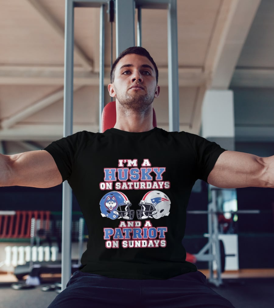 I'm A Husky On Saturdays And A Patriot On Sundays Football Helmets T-Shirt