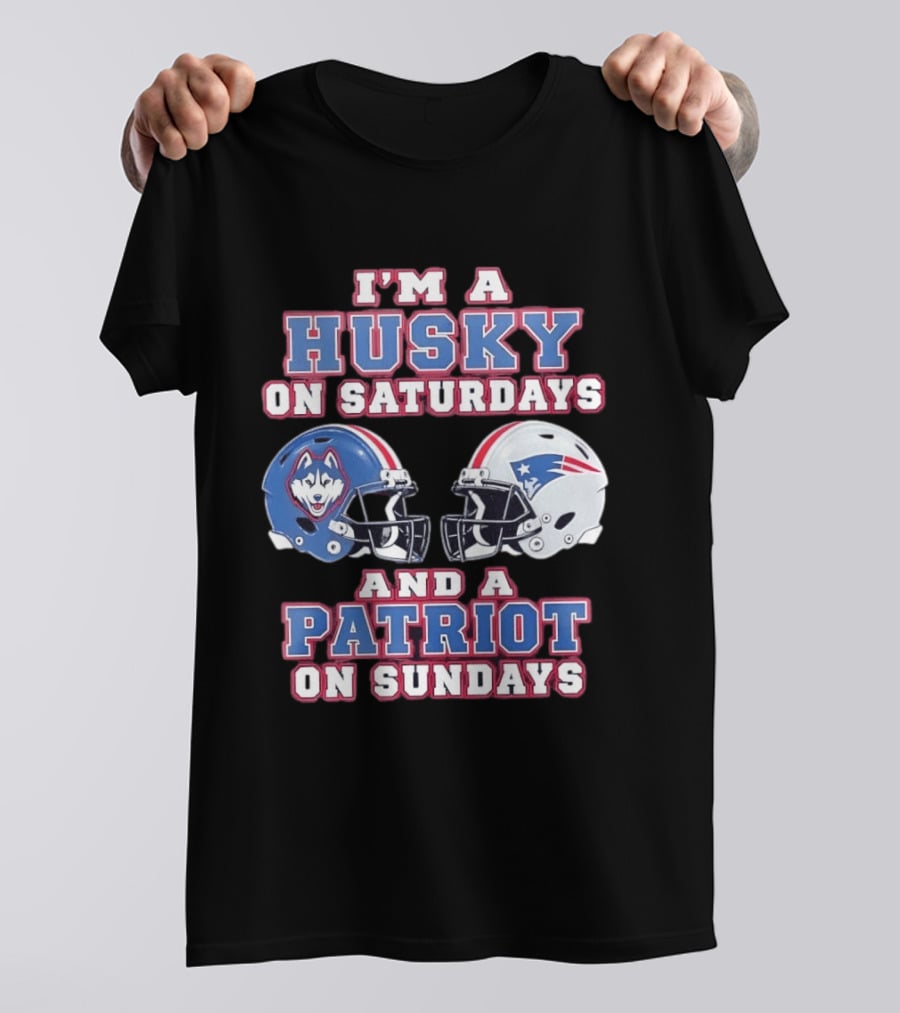 I'm A Husky On Saturdays And A Patriot On Sundays Football Helmets T-Shirt