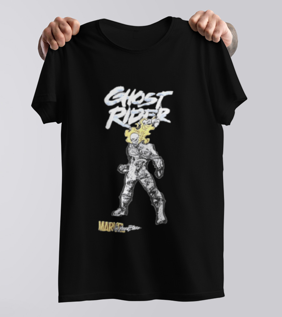 Marvel Ghost Rider Johnny Blaze Flaming Skull Comic Sketch T-Shirt