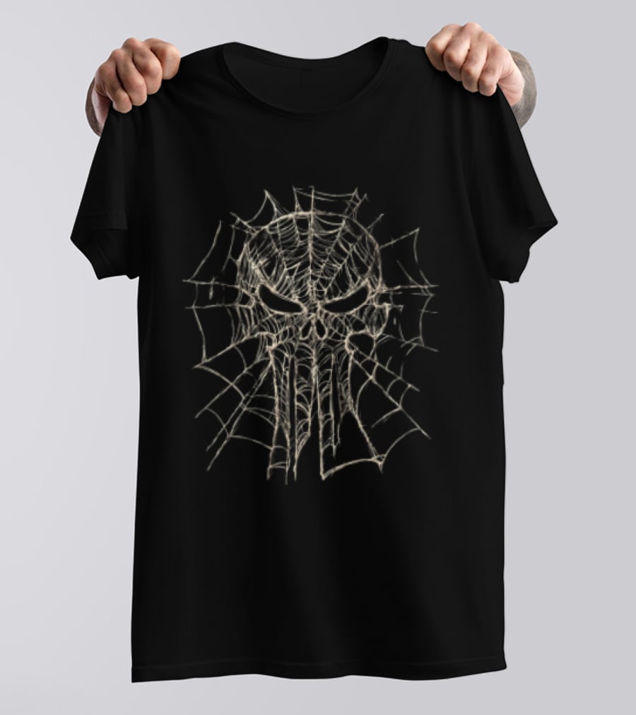 Marvel Punisher Spiderweb Skull Sketch T-Shirt